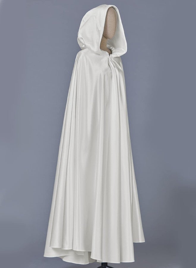 BEAUTELICATE Women's Wedding Hooded Cape Bridal Cloak Poncho Full Length Light Ivory - Image 3